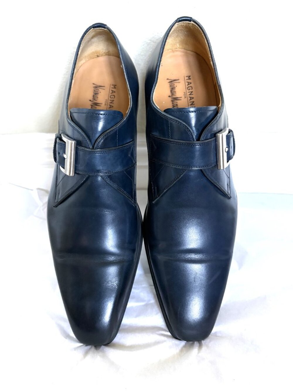 MAGNANNI 'MARCO II' MONK STRAP LEATHER BLUE DRESS SHOES SIZE: 9